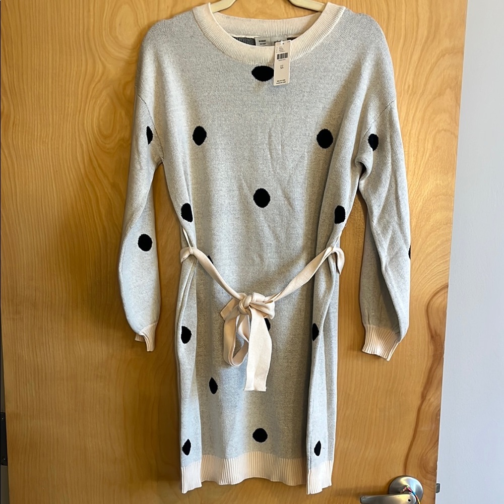 Anthropologie Sweater Dress with Black Polka Dots - NWT